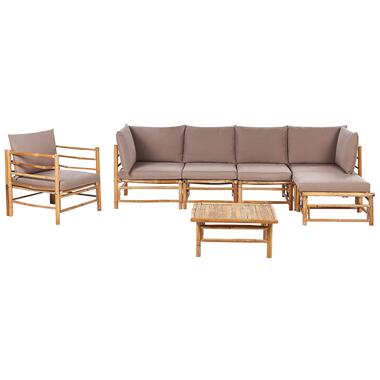 CERRETO - Loungeset 6-zits - Taupe - Bamboehout product