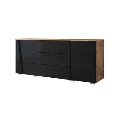 Meubella Dressoir Pure - Zwart - Eiken - 150 cm product