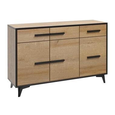 Meubella Dressoir Frey - Licht eiken - Zwart - 135 cm product