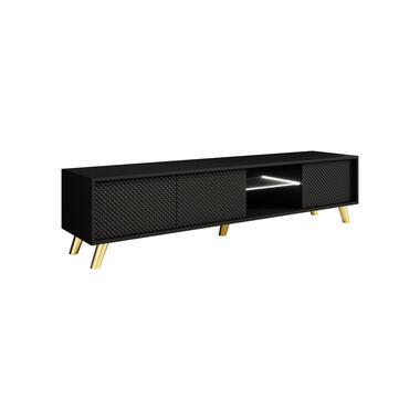 Meubella TV-Meubel Adriano - Zwart - 175 cm - Met LED product