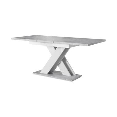 Meubella Eetkamertafel Bari - Betonlook - Wit - 180 cm - Uitschuifbaar product