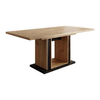 Meubella Eetkamertafel Finch - Eiken - Zwart - 180 cm - Uitschuifbaar product