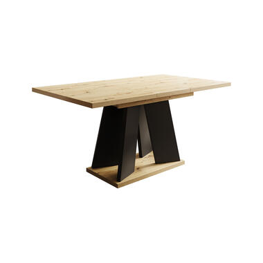 Meubella Eetkamertafel Matrix - Eiken - Zwart - 160 cm - Uitschuifbaar product