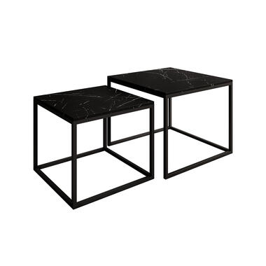 Meubella Salontafel Ventanas - Zwart Marmerlook - Set van 2 product