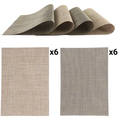 OTIX Placemats Set van 12 Kunststof Rechthoekig Beige Zwart/Wit product