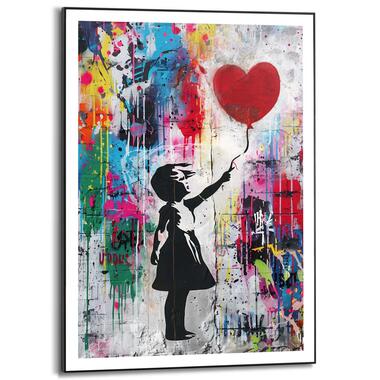 Schilderij Red Balloon Grafitti - 70x50cm - Bont product