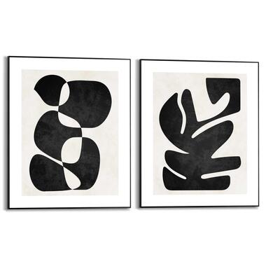 Schilderijen set Abstract Twin Black Set - 50x40cm - Zwart-Wit product