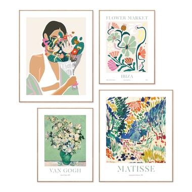 Schilderijen set Matisse en van Gogh - 50x40cm - Groen product