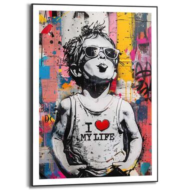 Schilderij Kid Loves Life - 70x50cm - Bont product