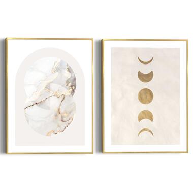 Set poster met lijst - Marble Gold product