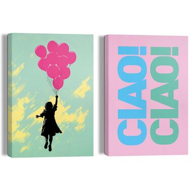 Giclee on Canvas Schilderijen set Ciao Ciao - 30x20cm - Roze product