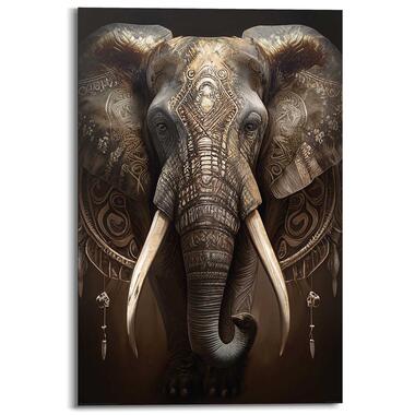 Schilderij Decorated Elephant - 90x60cm - Goudkleurig product