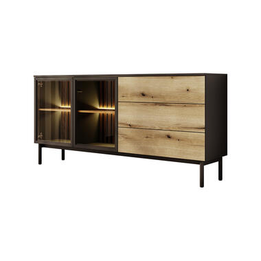 Meubella Dressoir Ludwig - Zwart - Eiken - 180 cm product