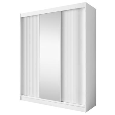 Meubella Kledingkast Bilbao - Wit - 180 cm - Met spiegel product