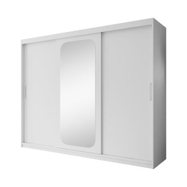 Meubella Kledingkast Pete - Wit - 250 cm - Met spiegel product