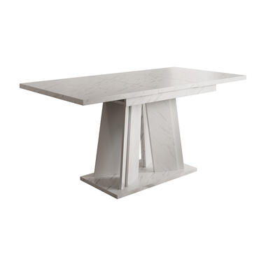 Meubella Eetkamertafel Delilah - Wit marmerlook - 160 cm - Uitschuifbaar product