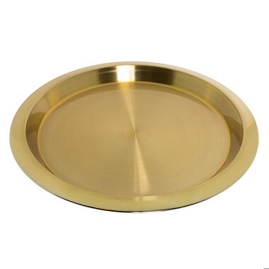 HI Dienblad/serveerblad - RVS - D40 cm - goud - opstaande rand product