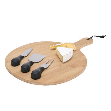 Excellent Houseware kaasplank met 3x kaasmes - bamboe hout - 33 cm product