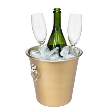 Secret de Gourmet Champagne & wijnfles koeler/ijsemmer - goud - RVS product