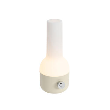 Qazqa tafellampen haard beige geïntegreerde led product