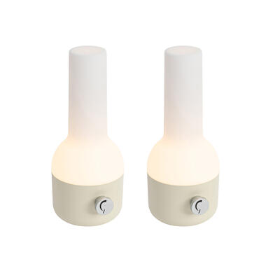 Qazqa tafellampen haard beige geïntegreerde led product