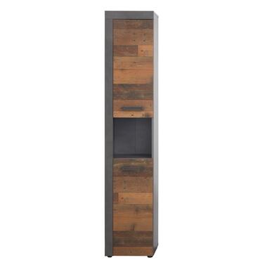 KlarFurn Badkamerkast Cancun Indy Oud-houtlook/Donkergrijs 36x184cm - Giga product