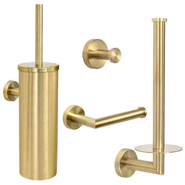 VDN Stainless Toiletaccessoireset goud 4-delig product