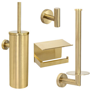 VDN Stainless Toiletaccessoireset goud 4-delig product