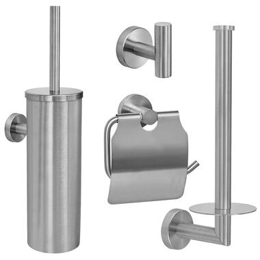 VDN Stainless Toiletaccessoireset zilver 4-delig - Geborsteld RVS product