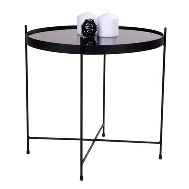 QUVIO Salontafel Emma - Rond - Staal - Glas - Ø48 - Zwart product