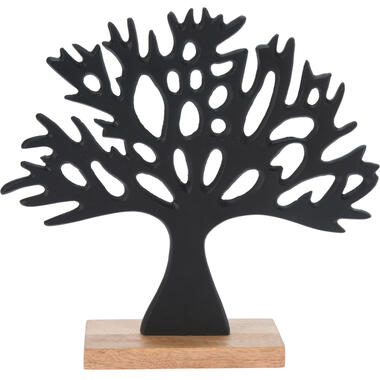 HS Collection Decoratie levensboom - aluminium/hout - 27x5 cm - zwart product