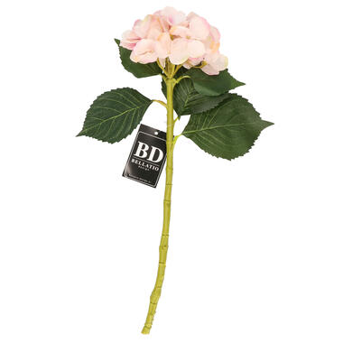 Bellatio Design kunstbloem Hortensia tak - roze - 48 cm - hydrangea product