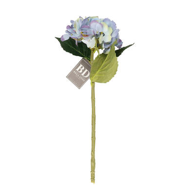 Bellatio Design kunstbloem Hortensia tak - blauw - 48 cm - hydrangea product