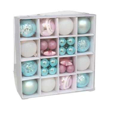 Gerimport kerstballen Kerstballen set- 42x - wit/blauw/roze product