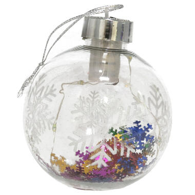 Gerimport Verlichte kerstbal -sneeuwvlok confetti -8cm -kunststof product