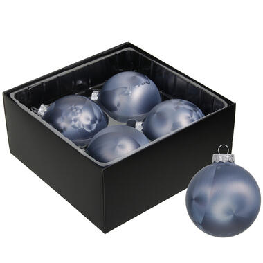 Othmar Decorations Kerstballen - 4x -8 cm - donkerblauw -glas product