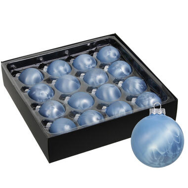 Othmar Decorations Luxe kerstballen - 16x -4 cm - blauw -glas product