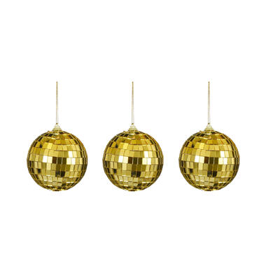 House of Seasons kerstballen - disco - 3x st - goud - 8 cm product