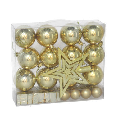 Gerimport Kerstballen en ornamenten - 29x - goud kunststof product