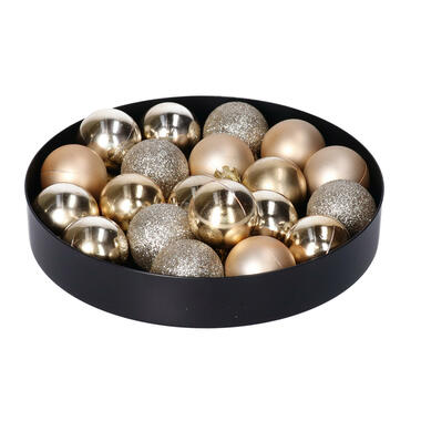 Krist+ kleine kerstballen - 20x - champagne - 3 cm -kunststof product