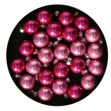 Othmar Decorations Kerstballen - glas - 24x - roze tinten - 2,5cm product