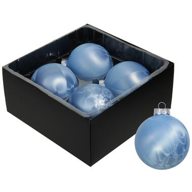 Othmar Decorations Luxe kerstballen - 4x -8 cm - blauw -glas product