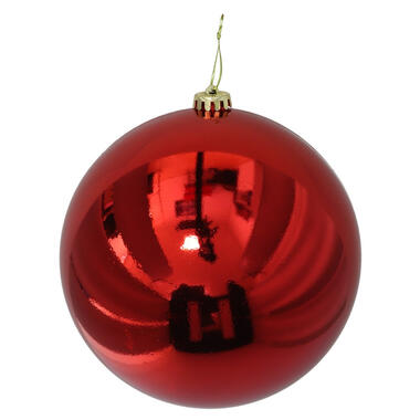 Gerimport Grote decoratie kerstbal - rood - 15 cm - kunststof product