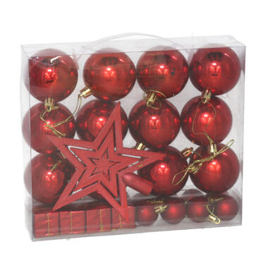 Gerimport Kerstballen en ornamenten -29x - rood kunststof product