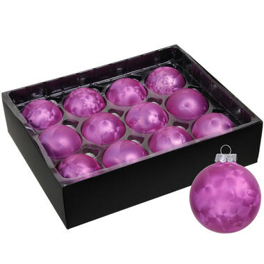 Othmar Decorations Luxe kerstballen - 12x -6 cm - roze -glas product