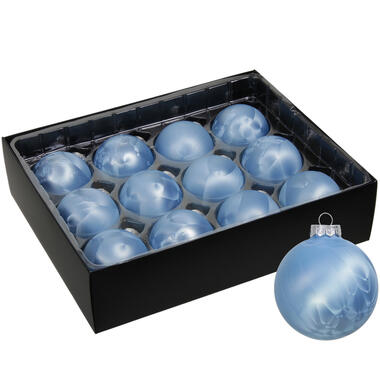 Othmar Decorations Luxe kerstballen - 12x -6 cm - blauw -glas product