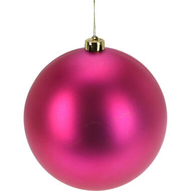 Grote decoratie kerstbal - fuchsia roze - 18 cm - kunststof product