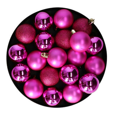 Christmas Decoration kerstballen - 20x st - 4 cm - fuchsia roze product