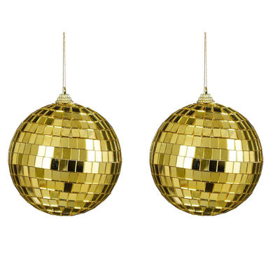 House of Seasons kerstballen - disco - 2x - goud - 10 cm product