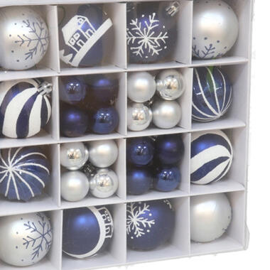 Gerimport kerstballen Kerstballen pakket - 42x - zilver/blauw product